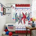 thumbnail image 3 of Independence Day Shower Curtain, 72" x 72", American Flag Eucalyptus Leaf Red Blue Stars Waterproof Bathroom Curtain Washable Shower Curtain Set with 12 Hooks, 3 of 9