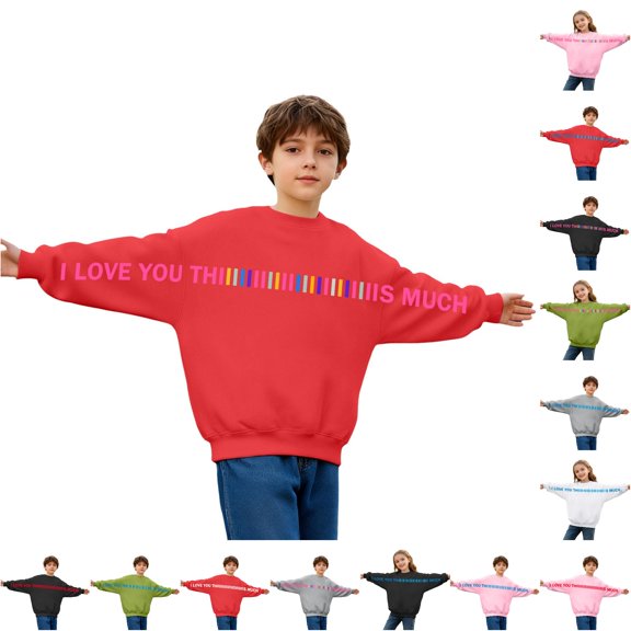 WhouRiu Boys Girls Letter Print Sweatshirts Kids Unisex Autumn Casual Fashion Crew Neck Pullover