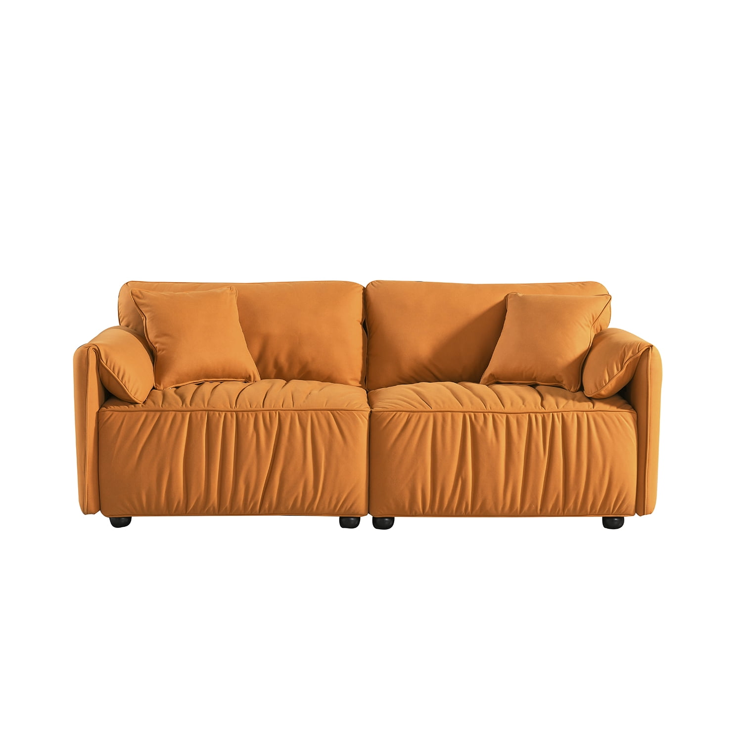 Kadyn Modern Upholstered Loveseat for Home, Sectional Sofa for Apartment Dorm, 2 Seater Living Room Sofa, Orange