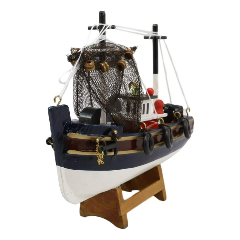 6.25L Colorful Wooden Handicraft Nautical Marine Trawler Fishing Boat Model  