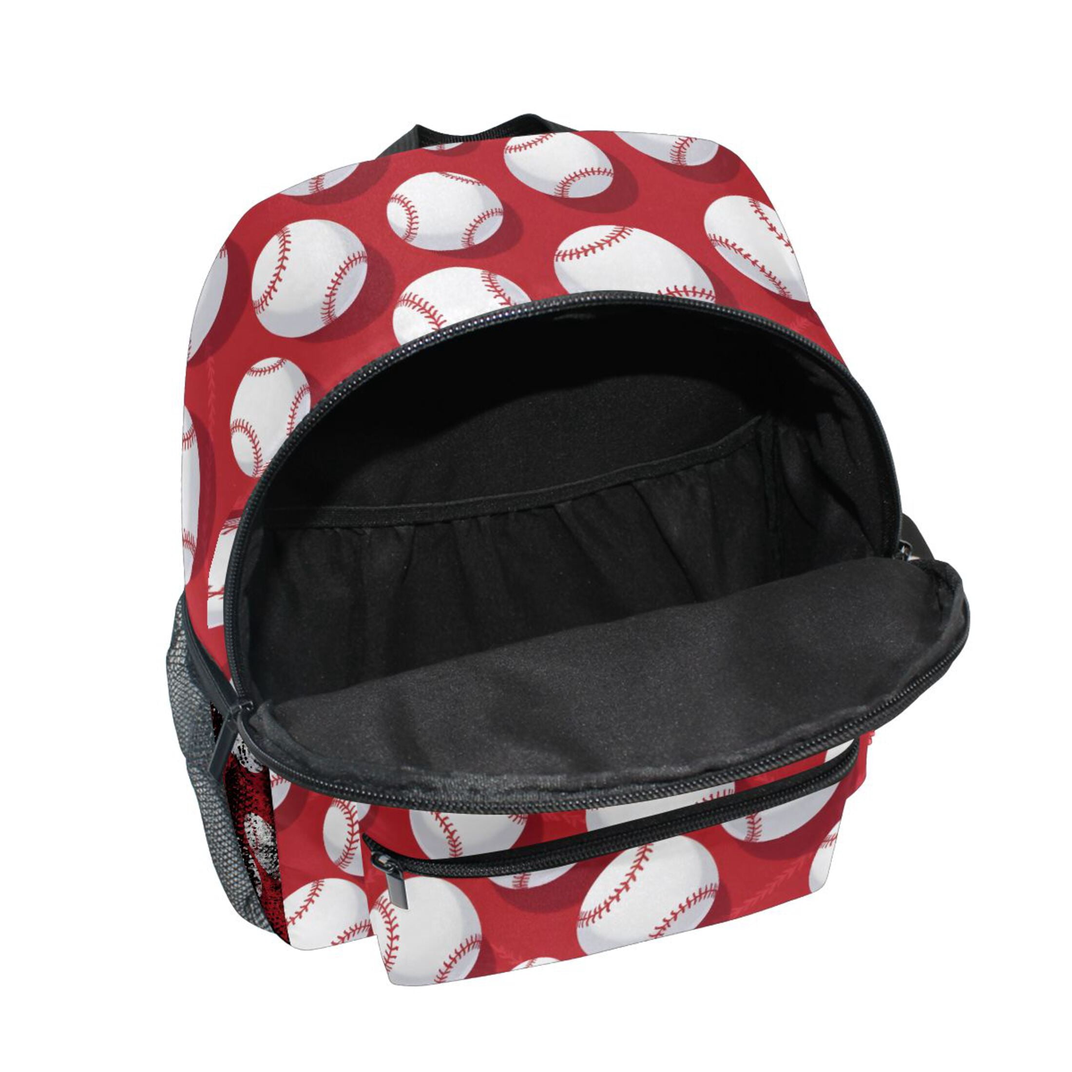 Baseball Exercise Red Pattern Mini Backpack Cute Small Backpack with Chest Strap and Whistle Ages 3-8