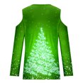thumbnail image 5 of Chirstmas V Neck Long Sleeve Shirts for Women Xmas Print Twist Knot Cold Shoulder Tops Chirstmas Holiday Basic Tees, 5 of 5