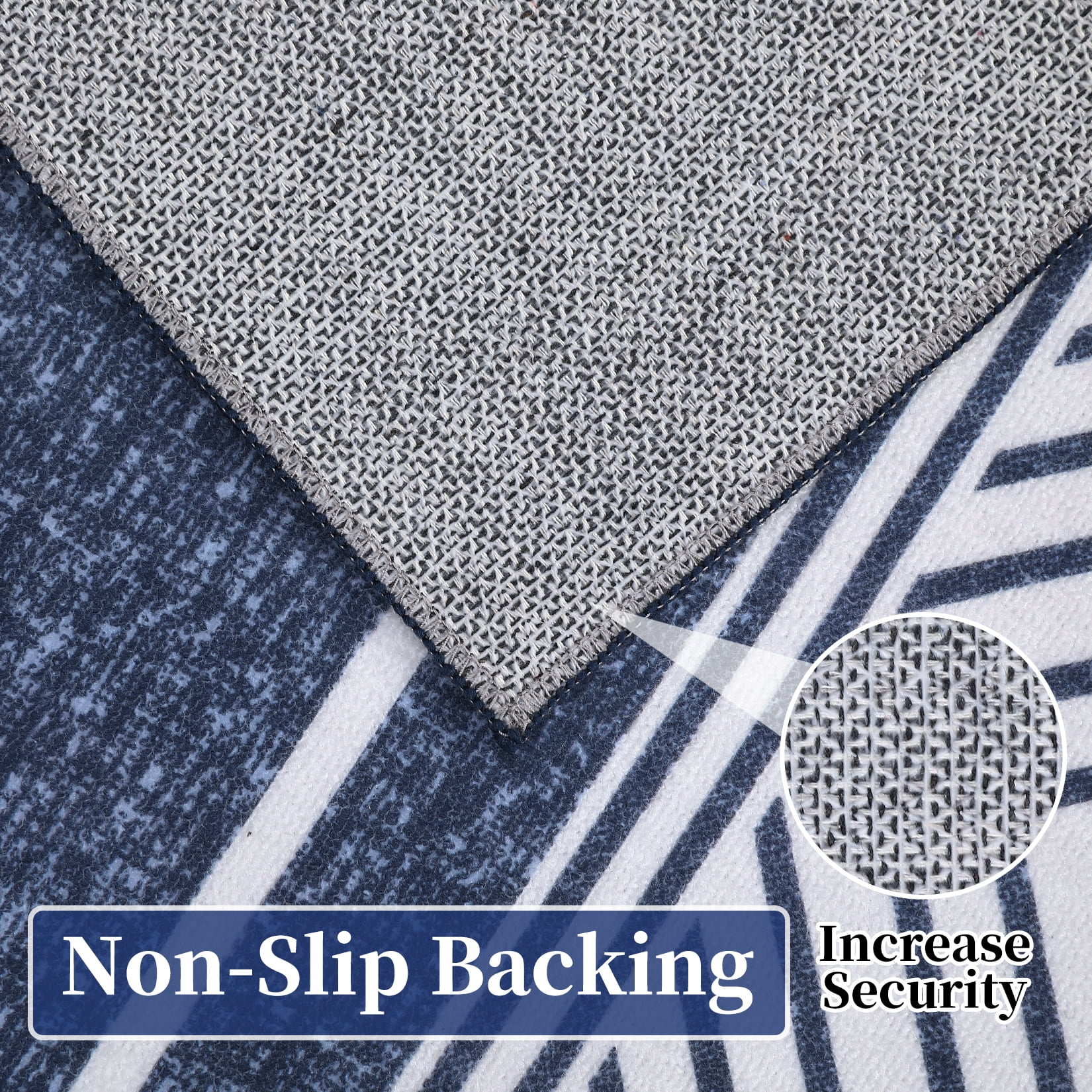 HOMERRY Washable Area Rug 9' x 12' Rug for Living Room Geometric bordered Pattern Carpet, Blue