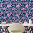 thumbnail image 2 of Ambesonne Floral Peel & Stick Wallpaper for Home, Lotus and Peonies Retro Art, 13"x36", Night Blue and Pale Pink, 2 of 5