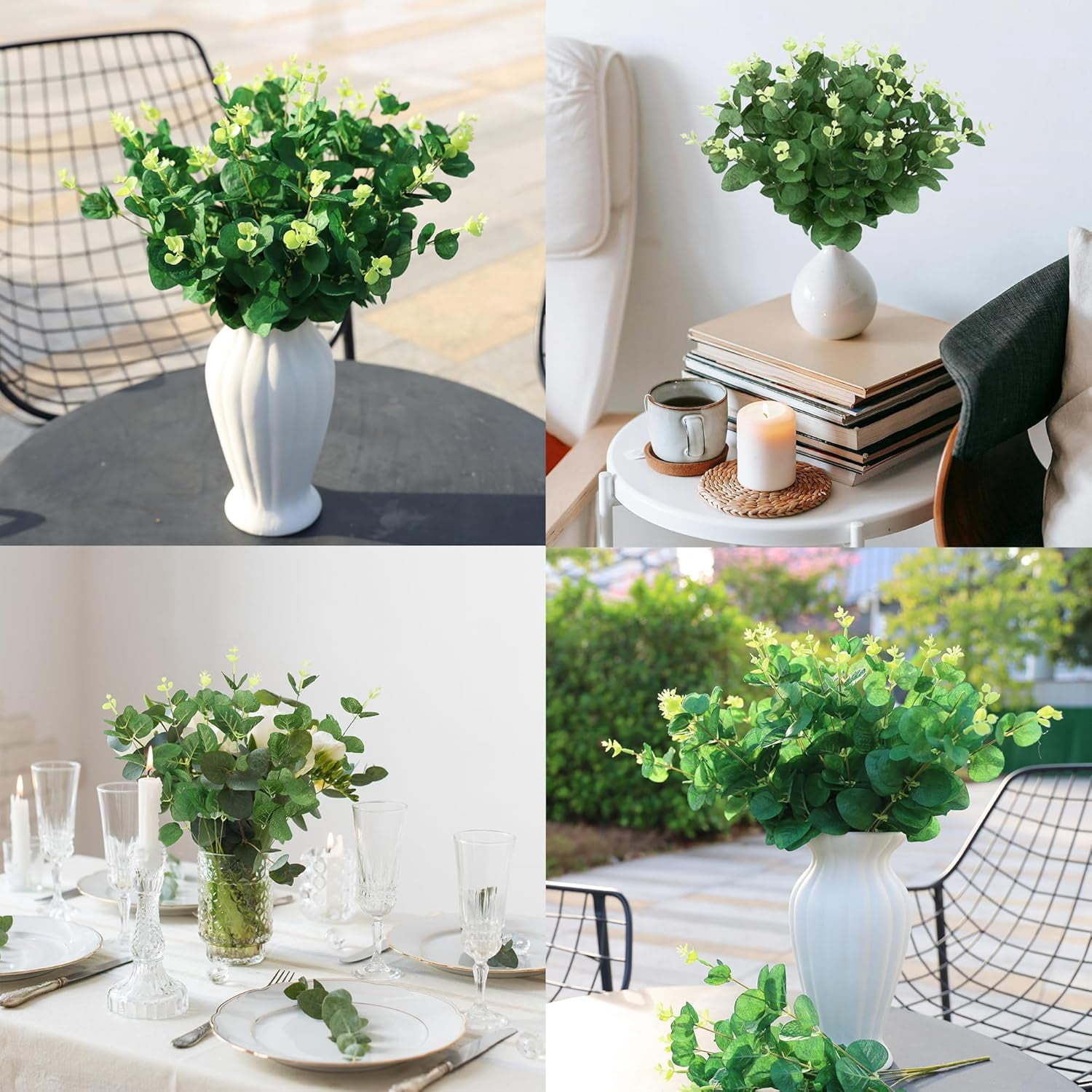 10 Pcs Faux Eucalyptus Stems Artificial Greenery Stems Green Fake Plants Leaves for Wedding Centerpiece Spring Easter Farmhouse Home Room Decor