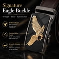thumbnail image 3 of TRISJEM Men's Eagle Ratchet Belt with Automatic Buckle, 1.38" Composite Leather Dress Belt, Adjustable Cut-to-Fit Big and Tall Belt for Jeans and Pants, Black or Brown, Waist 33"-61", 3 of 8