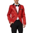 thumbnail image 1 of CHAQUETA TUXEDO DE COLA DE PAVO REAL PARA HOMBRES CON LENTEJUELAS INSPIRADORAS, TRAJE BRILLANTE PARA FIESTAS, ROJO M, 1 of 6