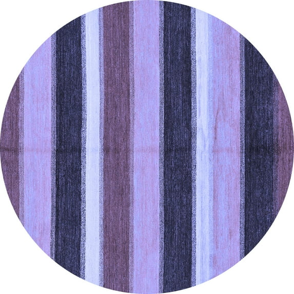 Ahgly Company Machine Washable Indoor Round Abstract Blue Modern Area Rugs, 6' Round