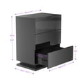 thumbnail image 6 of LED Nightstand Set of 2, Modern Tall Bedside Tables with 3 Drawers & Flipping Top Box, for Bedroom & Living Room, High Gloss Panel (Glossy Black, Set of 2), 6 of 6