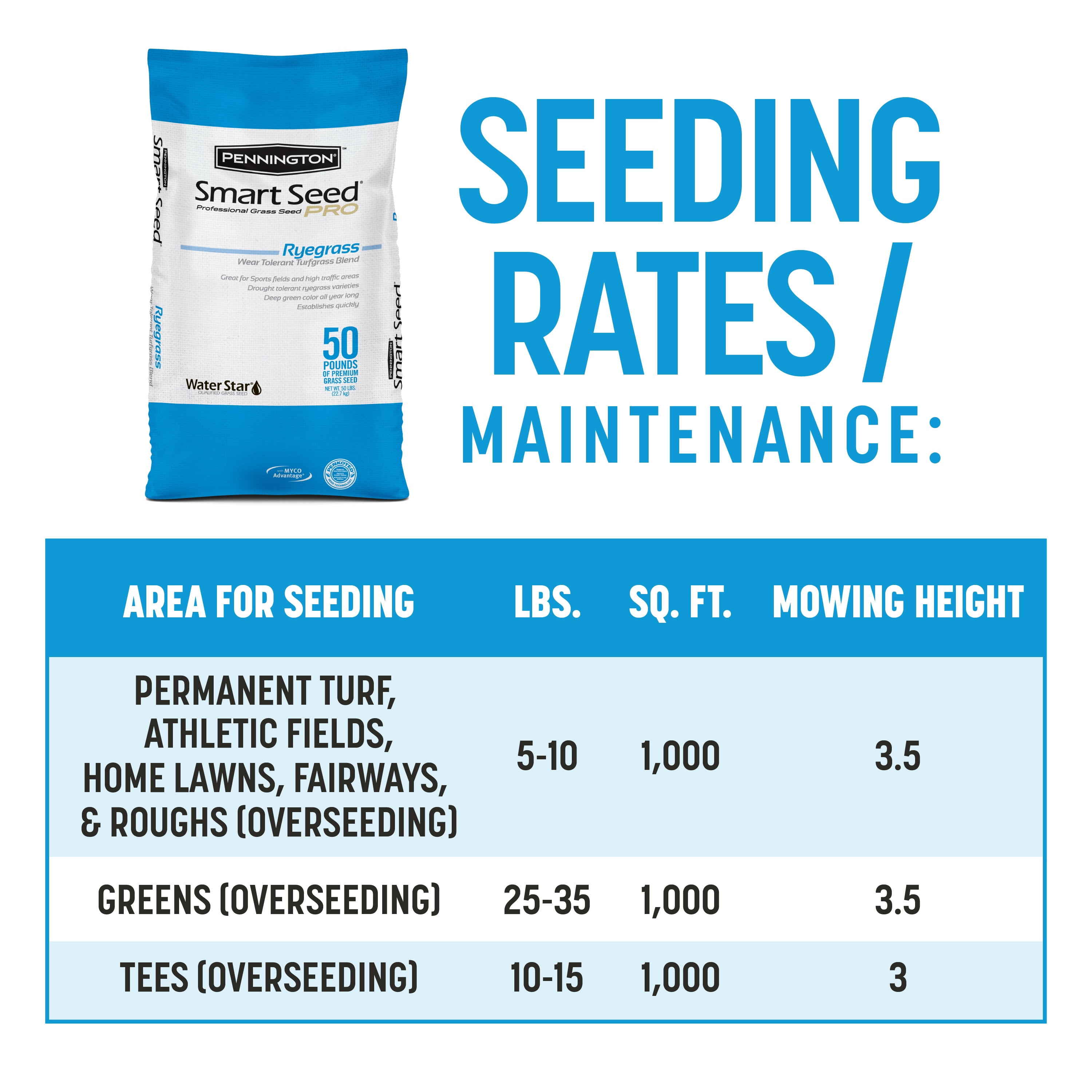 Pennington Smart Seed Professional Perennial Rye Blend Grass Seed 50 lb