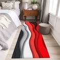thumbnail image 5 of 2x6 Kitchen Runner Rug, Red Grey Ombre Non-Skid Rubber Backing Large Rectangle Rugs - Living Room Bedroom Home Office, Modern Abstract Moire Art Geometric Indoor Floor Mat Carpets Washable Rug, 5 of 9
