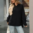 thumbnail image 4 of Women’s Solid Color Pullover Hoodie – Long Sleeve Soft Lightweight Sweatshirt with Drawstring Hood Black, 4 of 6