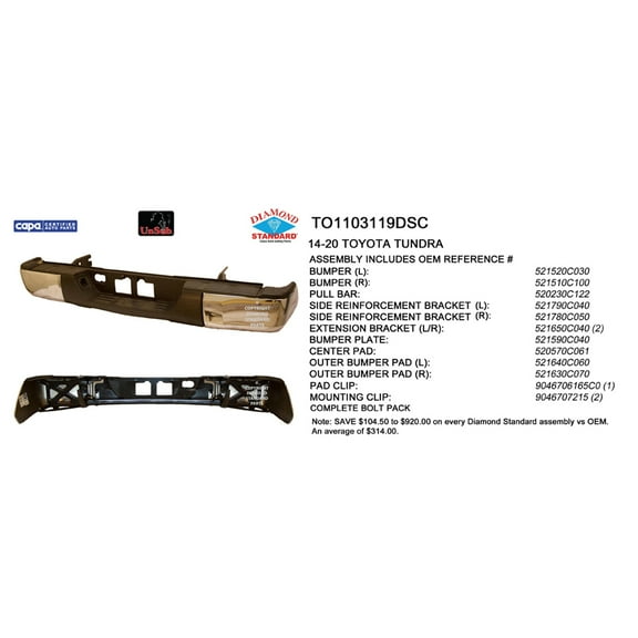 CAPA for 2014-2021 Tundra Step Bumper Assembly TO1103119C DSC