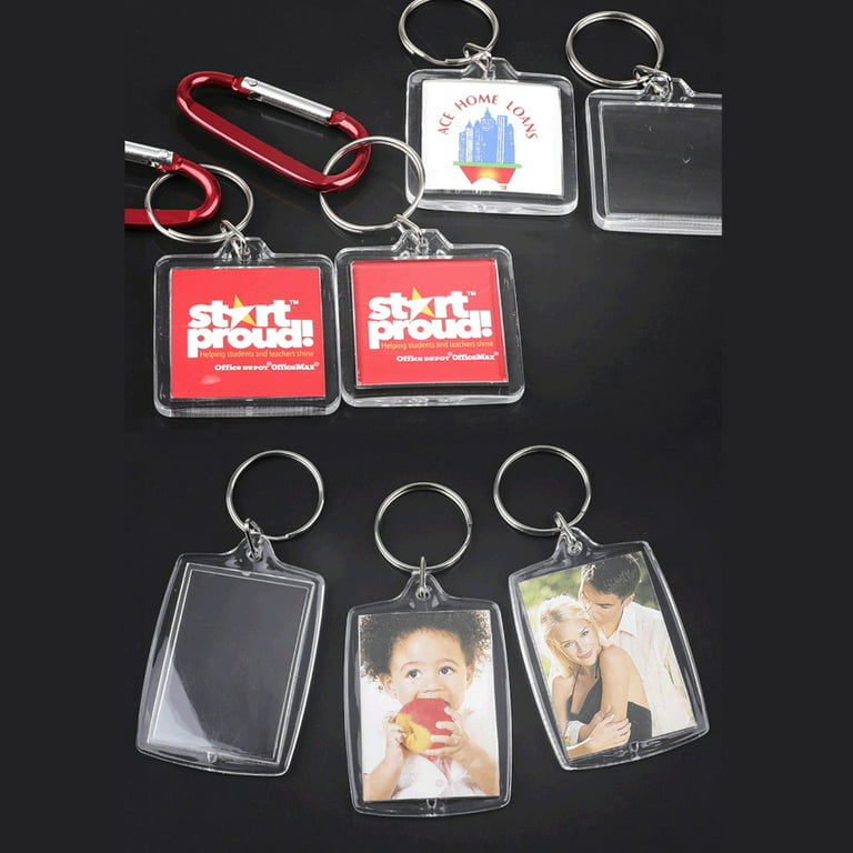 10PCS Clear Acrylic Rectangle Blank Photo Image Picture Frame Framework  Personalized Split Keychain Key Buckle Ring Wallet Friendly Picture Frame  Key