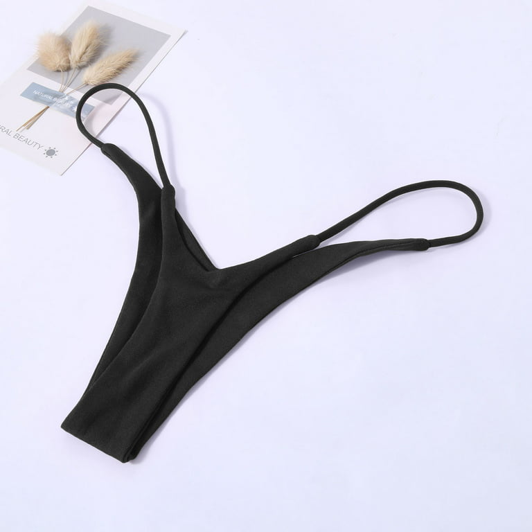 HUPOM Organic Cotton Underwear Womens Panties For Girls Bikini Leisure  String Drop Waist Black L 