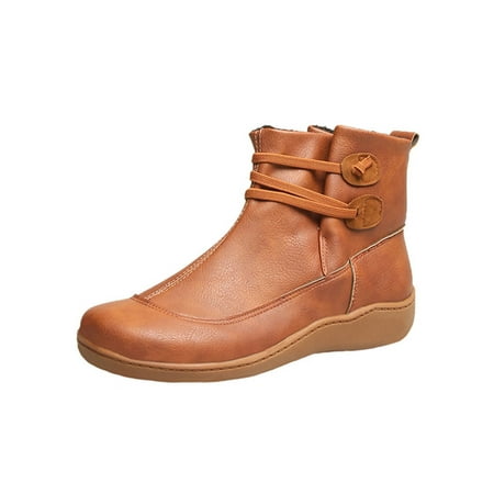 

Tenmix Women Comfort Bootie Driving Mid Top Winter Shoes Work Anti-Slip Brown 7.5