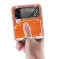 thumbnail image 4 of Mantto For Samsung Galaxy Z Flip 4 Case, Luxury Laser Ultra Slim Leather Case for Shockproof PC Bumper & Leather Back Wireless Charging Cover for Samsung Galaxy Z Flip4, Orange, 4 of 8