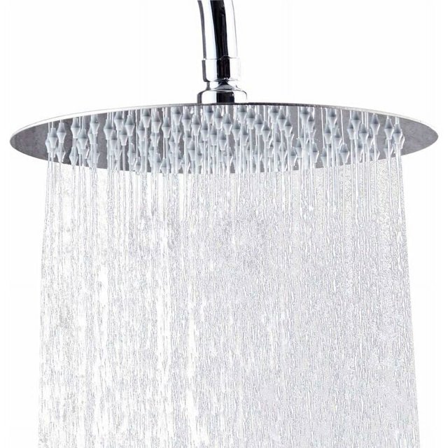 nipocaio Pommeau de Douche Pommeau de Douche Rond en Acier Inoxydable de 10 Pouces 304.25cm Ultra-Mince à Haute Pression Pommeau de Douche Anti-Calcaire Douche à Main, Chrome