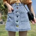 thumbnail image 4 of Women's Denim Skirt with Button Detailing - High Waist, A Line, S-XXL Sizes, Lightweight for Summer, Easy Care, 4 of 6