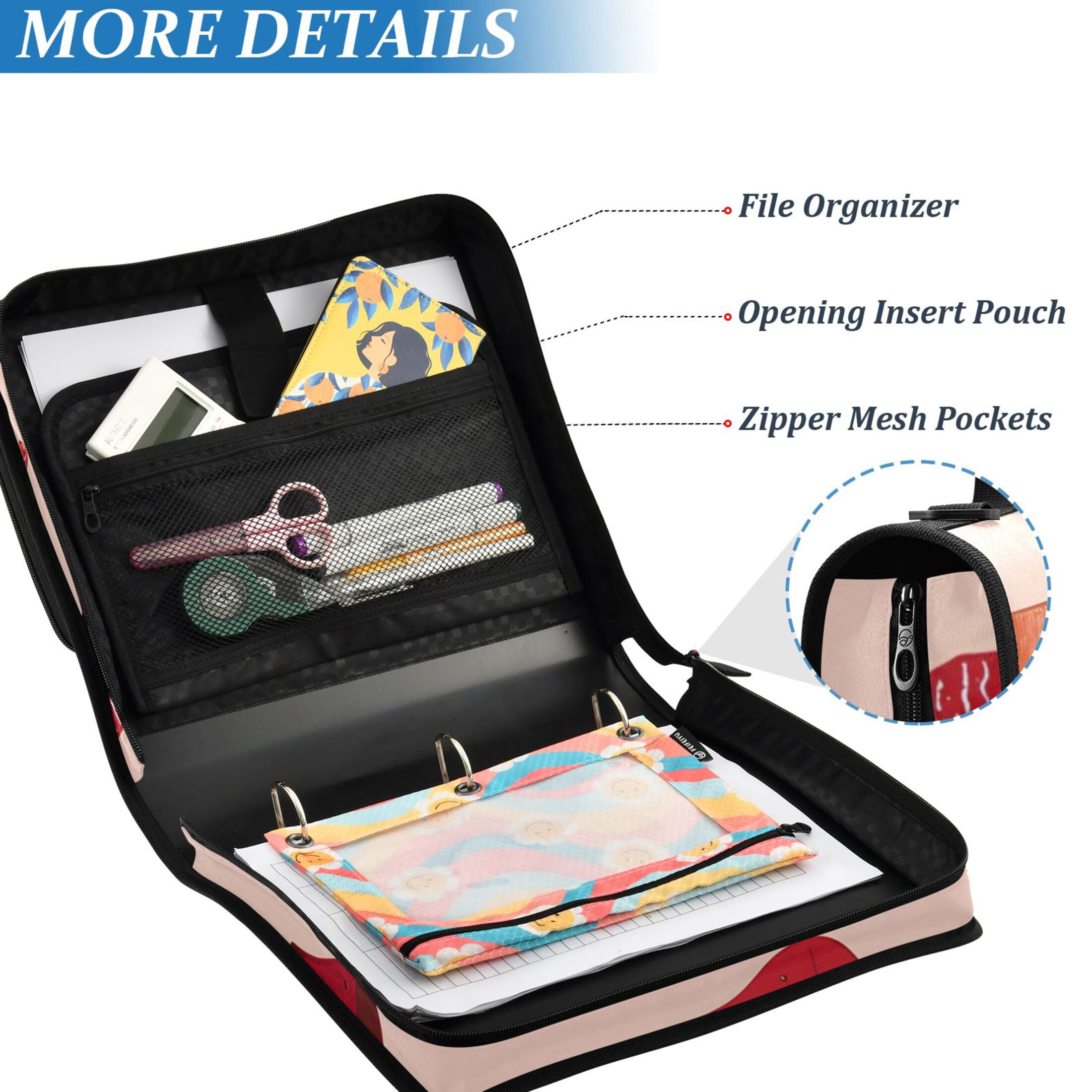 ALAZA Zipper Binder Cute Dachshund Dogs 3 Ring Trapper Keeper File Folder Organizer Bag