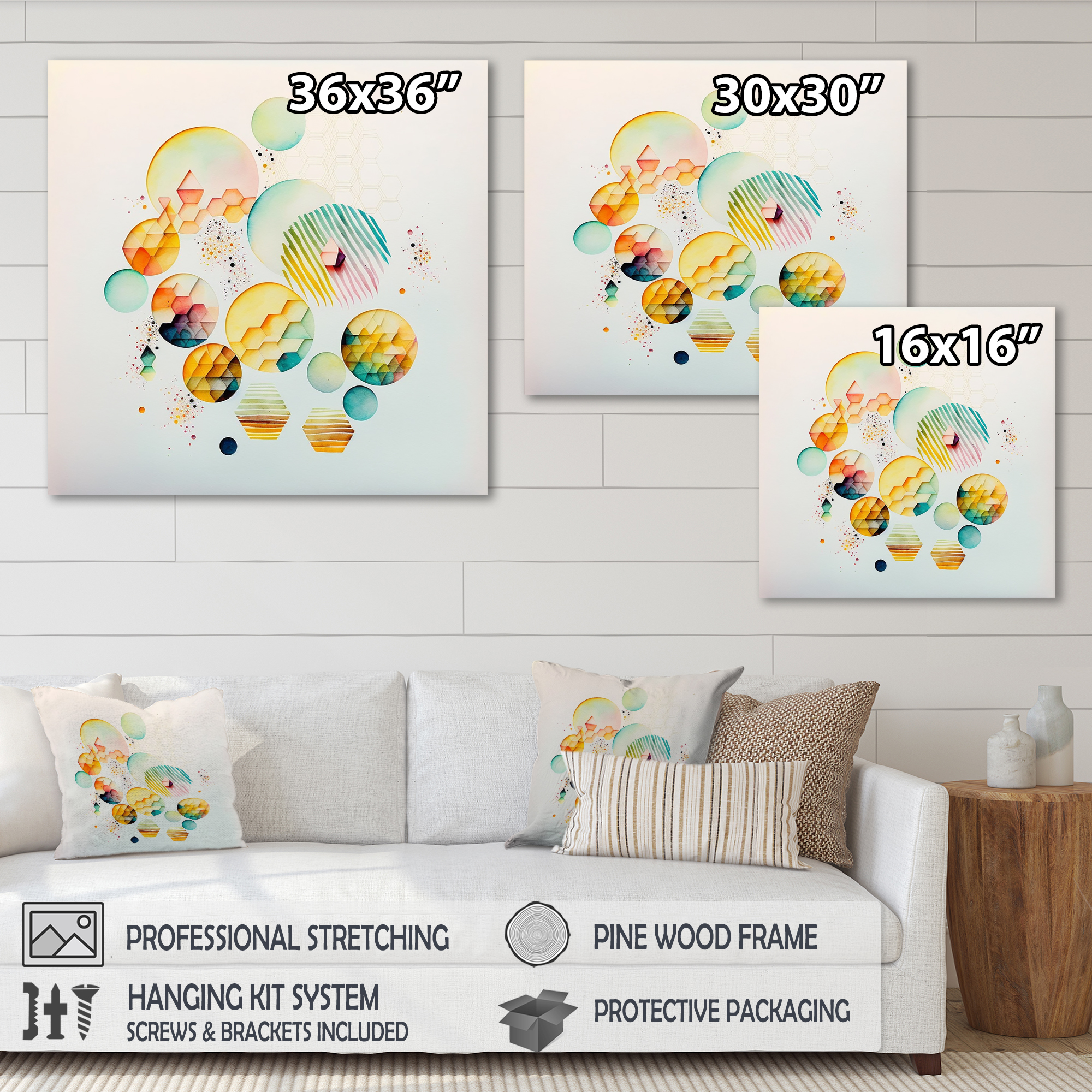 Designart Multi-Color Circular Abstract III Canvas Wall Art