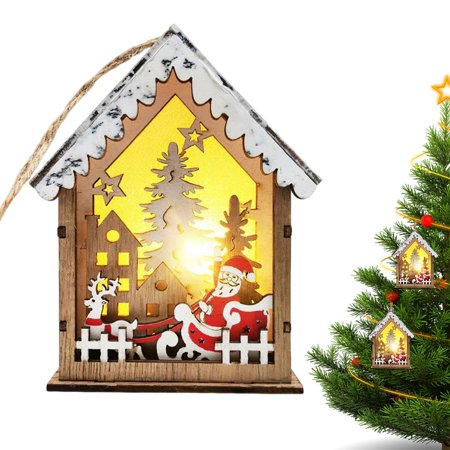 

Fovolat Christmas LED Light Wooden House Vintage Lighted Christmas Village House Mantel Decoration Snow House Christmas Decorations for Kid Bedroom Decorations diplomatic