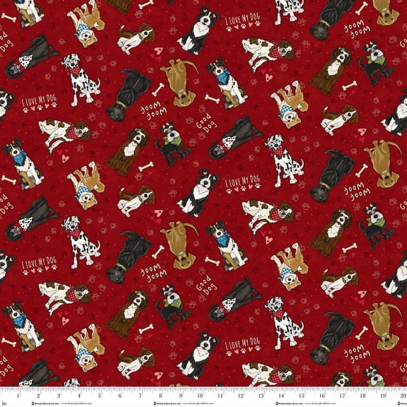 Cotton Home is Where the Dog is II Dogs Puppies Pets Animals Henry Glass Cotton Fabric Print by the Yard (1858-88)