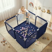 Baby Playpen, Outdoor Play Yard, Portable Play Yard 4-Panel- Baby Safety Playpen for Infant Toddler Boys,Navy