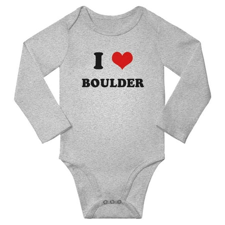 

I Heart Boulder Love Cute Baby Long Rompers Baby Long Clothes (Gray 3-6 Months)