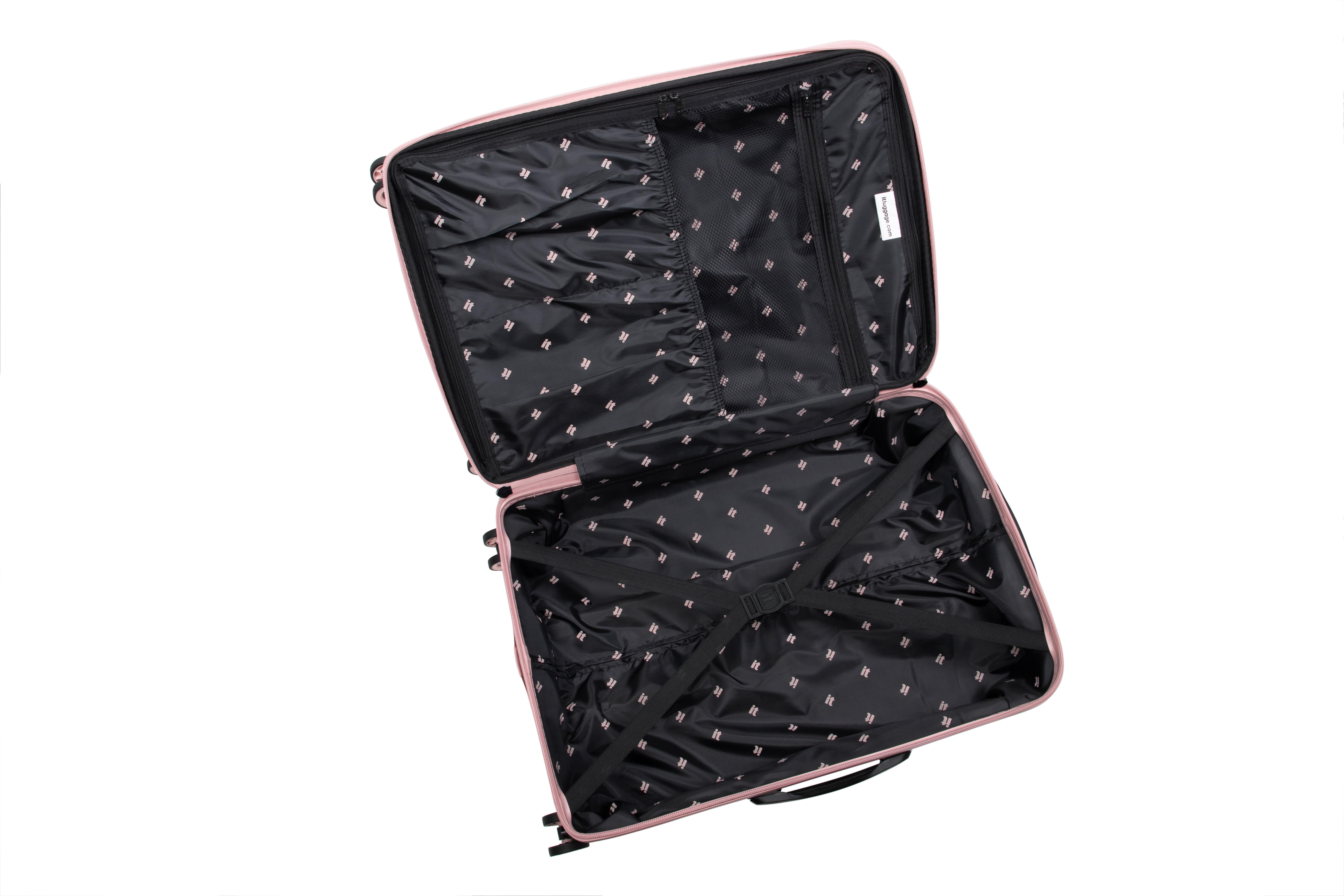 it luggage Traversed 32" Hardside Checked 8 Wheel Expandable Luggage Suitcase Spinner, Metallic Rose Gold