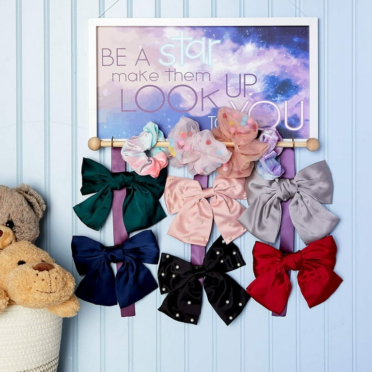 Hair Bow Holder Organizer for Baby Girls Room, Hair Accessory Storage Display for Headband, Hair Ties, Clips