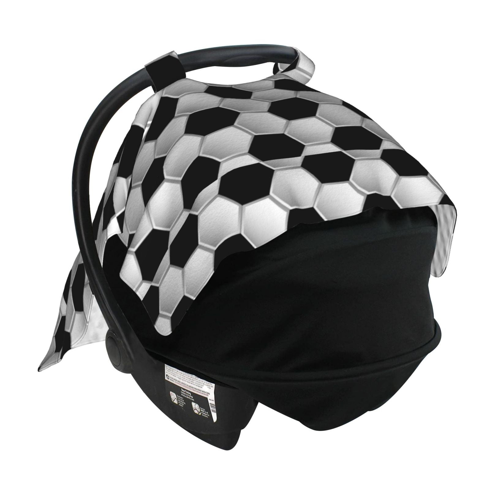 Car Seat Cover Baby - Soccer football black white print Breathable Infant Car Seat Cover for Baby Carseat, Lightweight Comfort Baby Essentials Must Haves Newborn Stuff for Girl Boy