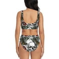 thumbnail image 3 of Daiia Skulls Roses Women's Bikini Set Two Piece Swimsuit High Waisted Bikini Adjustable Straps Bikini Perfect for Beach, Pool, and Summer Vacation-Large, 3 of 9