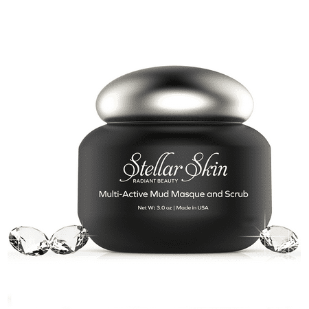 Mud Mask and Facial Scrub - Two-in-One, Best Facial Beauty Treatment, Anti Aging Microdermabrasion Masque, Remove Wrinkles, Acne & Blemishes, Exfoliate,