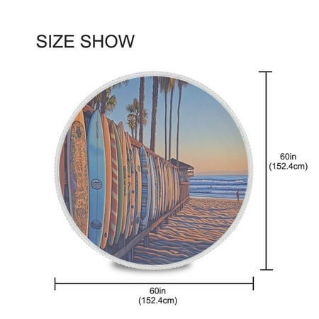 

BZSMCE Round Tablecloth Art Surfboard Painting Pattern Tableclothes