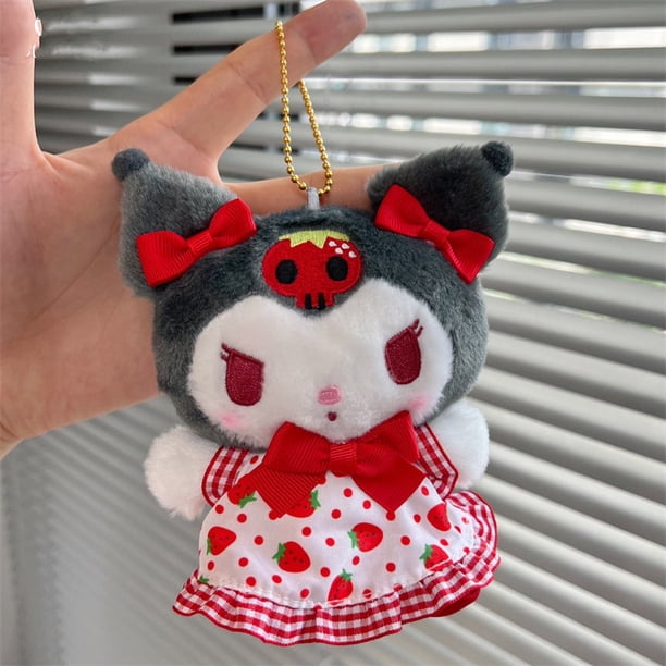 Lindo llavero japonés Sanrio Kuromi, vestido de lazo oscuro blanco y negro, muñeco de peluche colgante, juguete de peluche, regalo de NavidadYZL39-K2 12cm Fivean Toy model