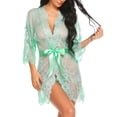 thumbnail image 2 of Mujeres Kimono Camisón Lencería de encaje Bata Sexy Malla Ropa de dormir, XL, Verde Advancent XX000064-20, 2 of 7