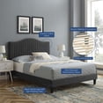 thumbnail image 4 of Tufted Platform Bed Frame, King Size, Velvet, Dark Grey Gray, Modern Contemporary Urban Design, Bedroom Master Guest Suite, 4 of 10