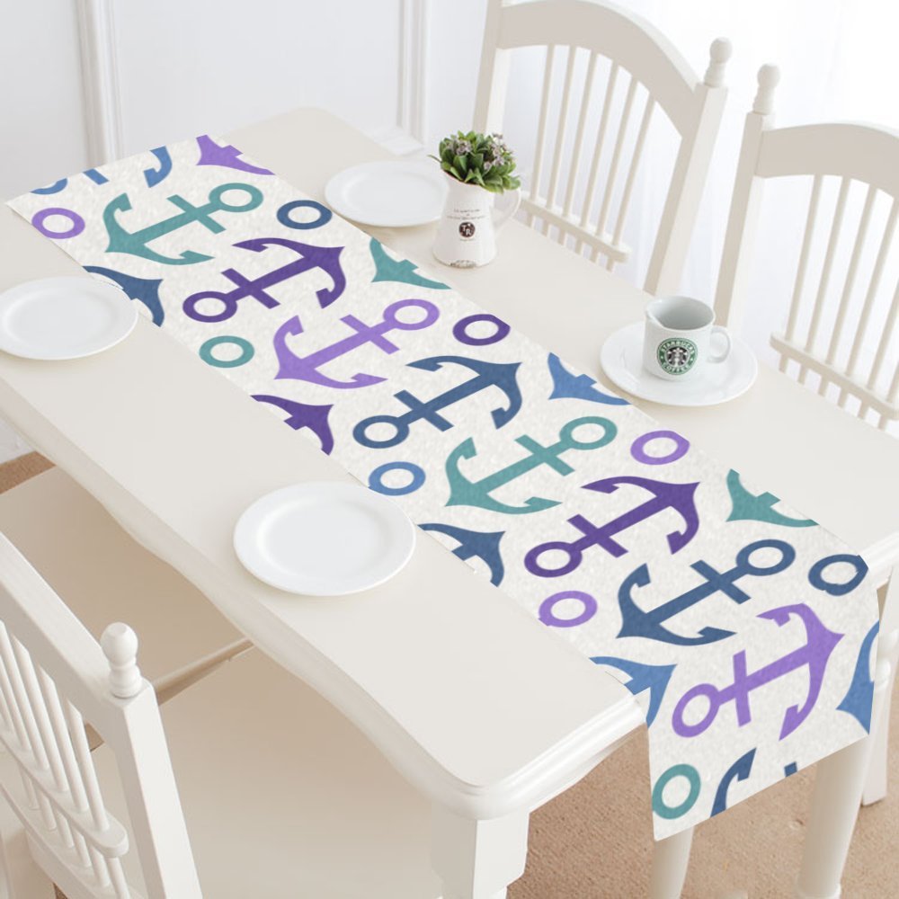 MYPOP Nautical Anchor Pattern Table Runner Home Decor 14x72 Inch,Sea