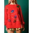 thumbnail image 4 of Women Christmas Sweatshirt, Long Sleeve Crew Neck Sequined Slit Hoodie Pullover for Casual Daily, 4 of 10