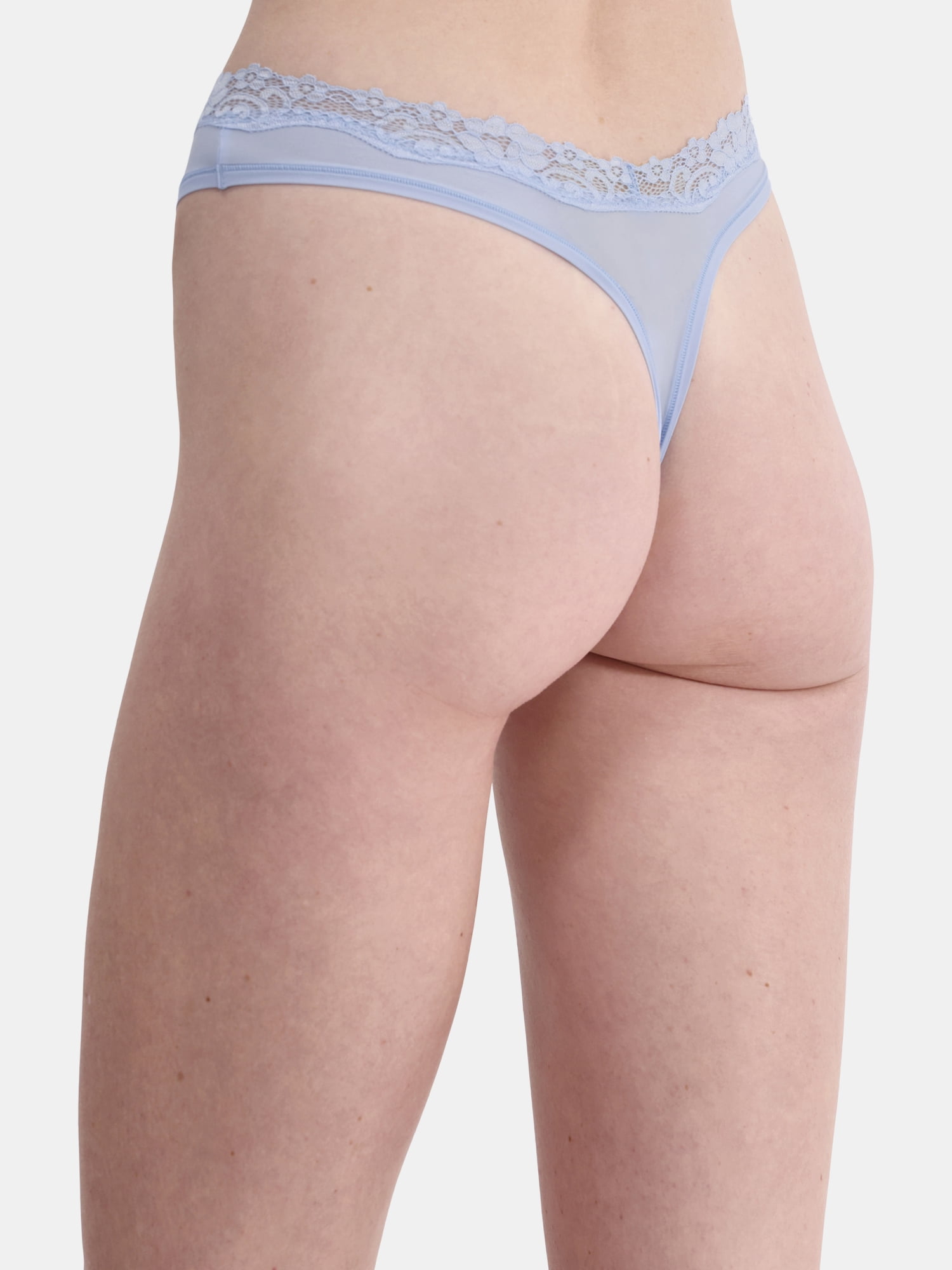 No Boundaries Women's Body Base Low Rise Thong with Lace Panty, Sizes XS to XXXL