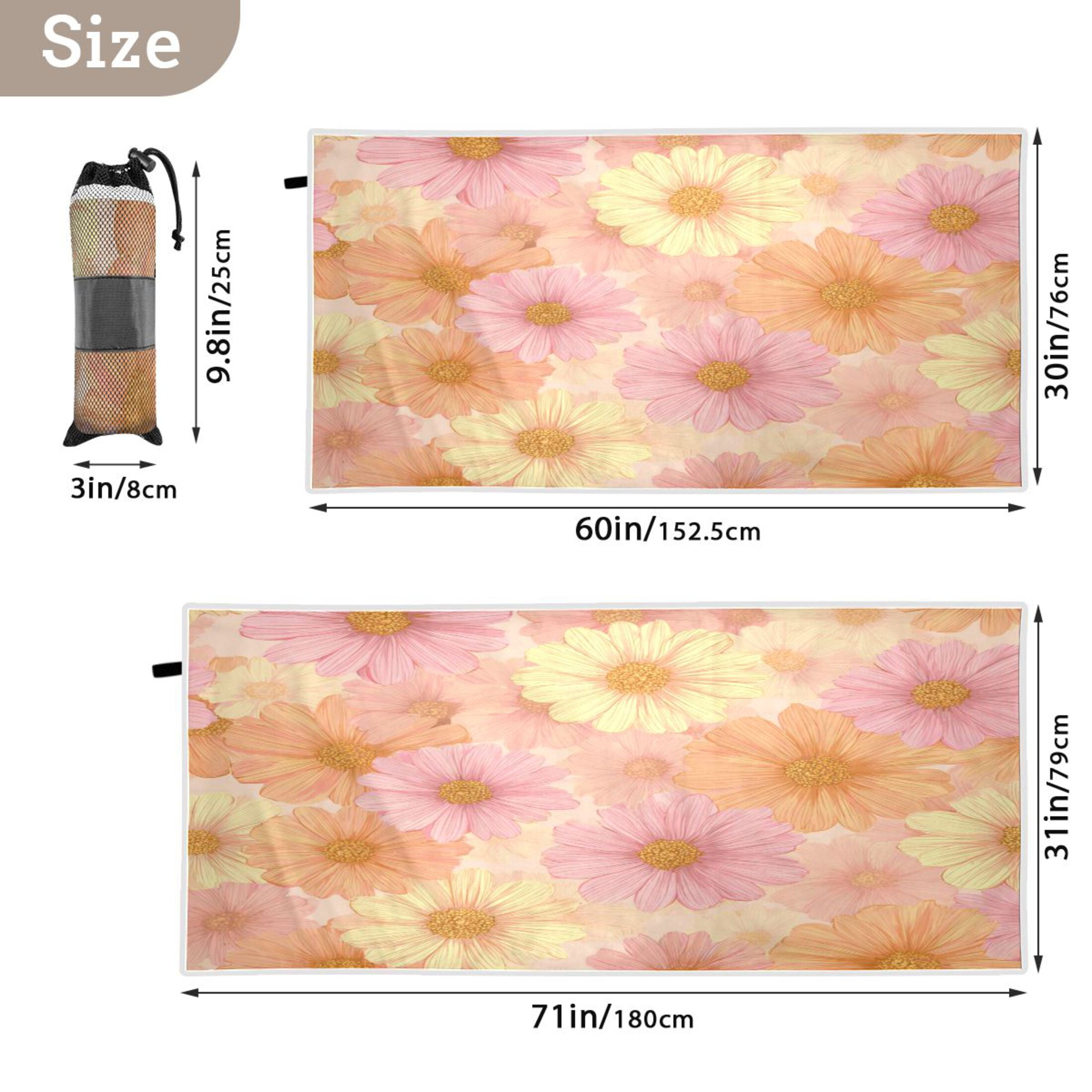 Qxltty Pink Daisies Beach Towel Sand Free Bath Towel Absorbent Quick Dry Soft Lightweight Blanket for Travel Gym Camping 71x31in