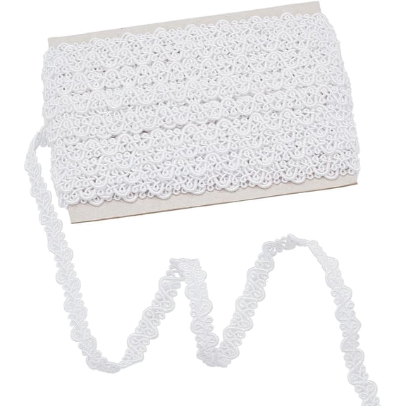 1card 11 Yards S Shaped White Gimp Braid Trim Woven Braid Trim 0.4inch Decorative Gimp Trim Ribbon Lace Scroll Braid Trim for Costume bag Crafts Sewing Curtain Lampshades Home Decor