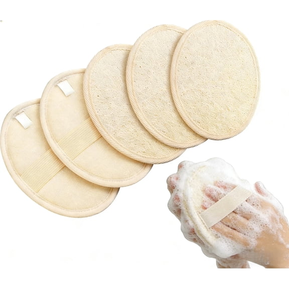 SMIGLISIFY Natural Loofah Body Scrubber Sponge, Exfoliating Bath Sponge for Men & Women, 5 Pack