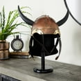 thumbnail image 2 of 20" Copper Metal Replica Medieval Viking Helmet with Black Wood Stand, by DecMode, 2 of 11