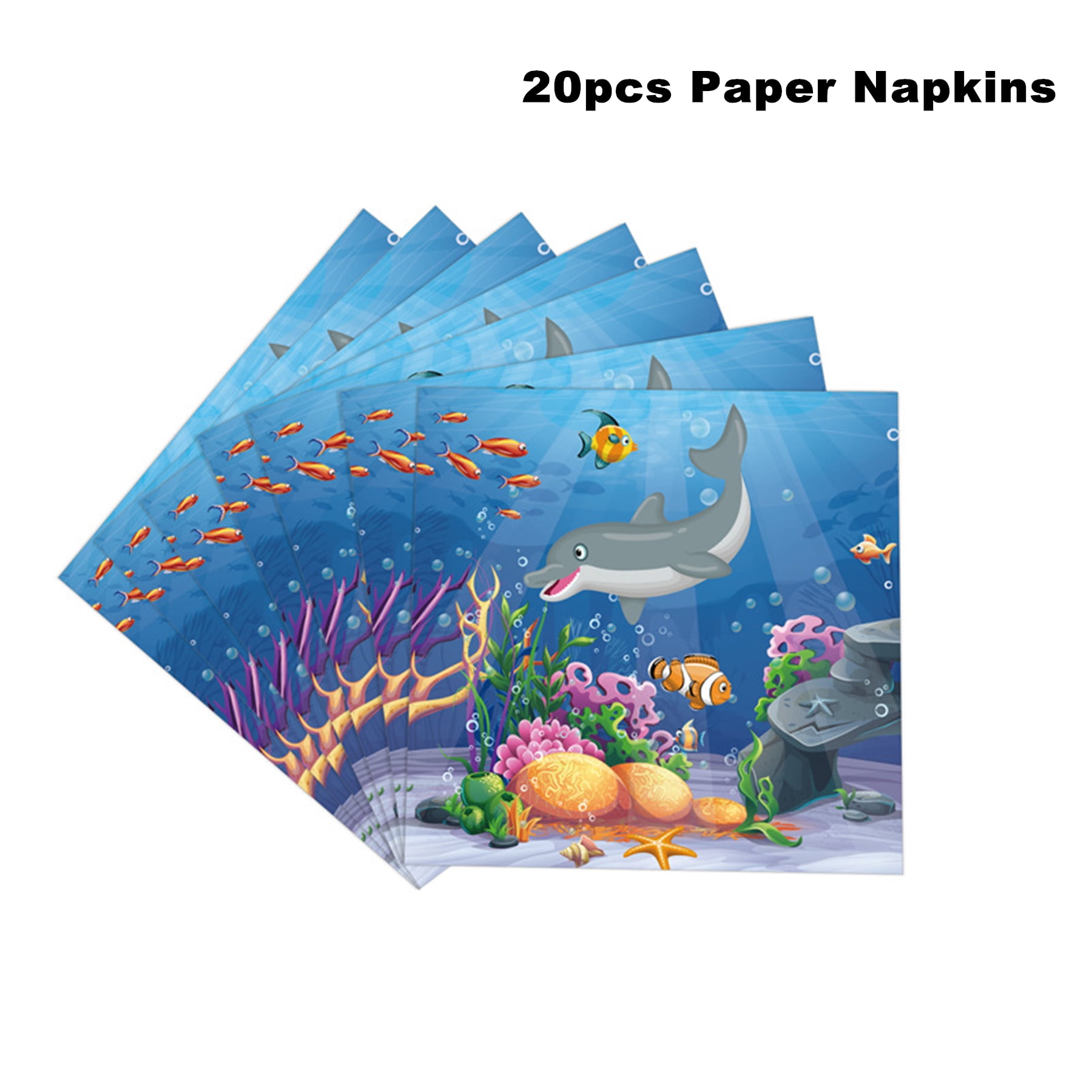 117Pcs Under The Sea Party Decorations, Ocean Birthday Party Plates and Napkins Sea Animal Theme Tableware Set, Underwater Creatures Table Decor Supplies, Serves 16 Guests