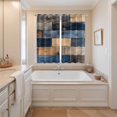 thumbnail image 3 of Navy Blue Brown Wood Kitchen Curtains 63 Inch Length, Farmhouse Vintage Wooden Grommet Top Bedroom Living Room Curtains, Light Filtering Cafe Curtain Drapes 2 Panels Set 84''x63'', 3 of 9