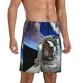 thumbnail image 2 of Kdxio Astronaut in Outer Space Print Mens Sleep Shorts Bottoms Soft Comfy Pajama Wear Pants with Drawstring Pockets, 2 of 7
