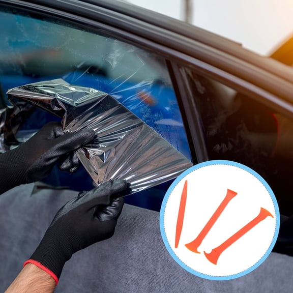 BESTONZON 3Pcs Orange Car Wrap Tool Set Durable Plastic Squeegee for Vinyl Film Edge Finishing