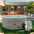 thumbnail image 4 of Segmart Inflatable Hot Tub, 3 to 5 Person Outdoor Hot Tub Spa, Portable Round Hot Tub w/100 Jets, Heater Pump, Tub Cover, Ground Cloth, 211Gal Capacity, Fits for Backyard, Patio, 4 of 10